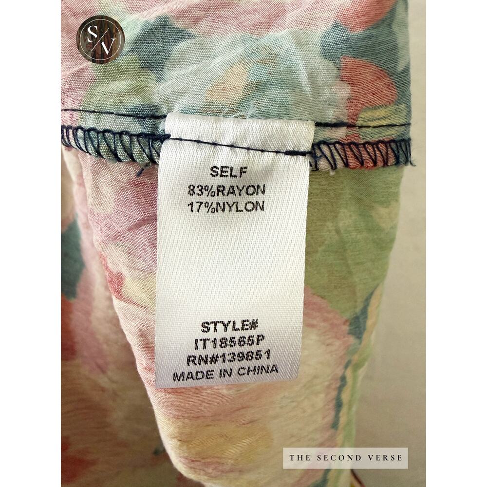 Oddi Long Sleeve Floral Printed Boho Flowy Peasant Top Blouse Size XL - Picture 12 of 13